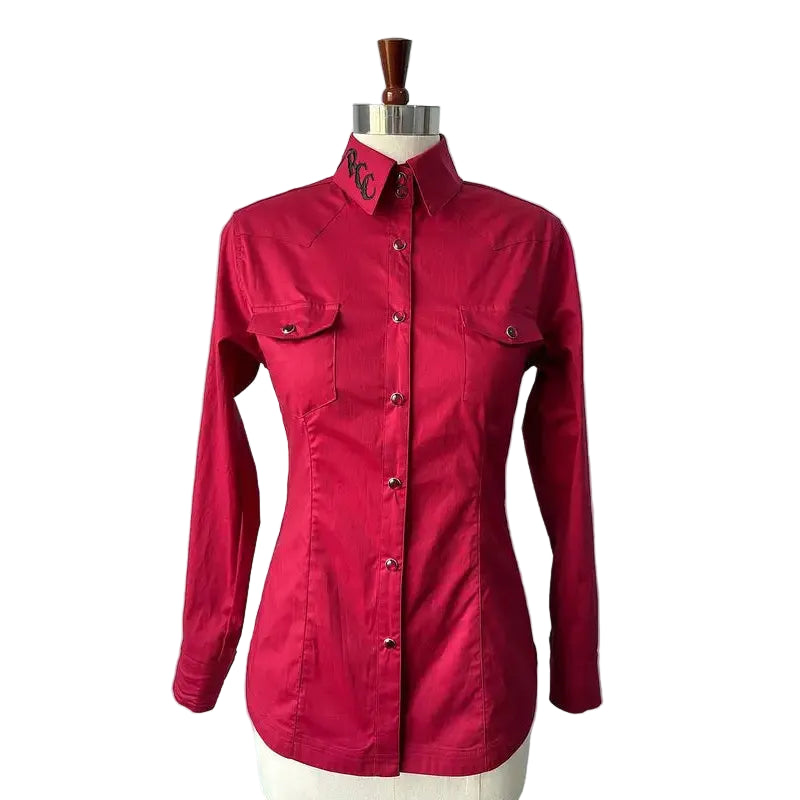 Rough Country Cowboys Ladies  Long Sleeve Snap Western Shirt- Red