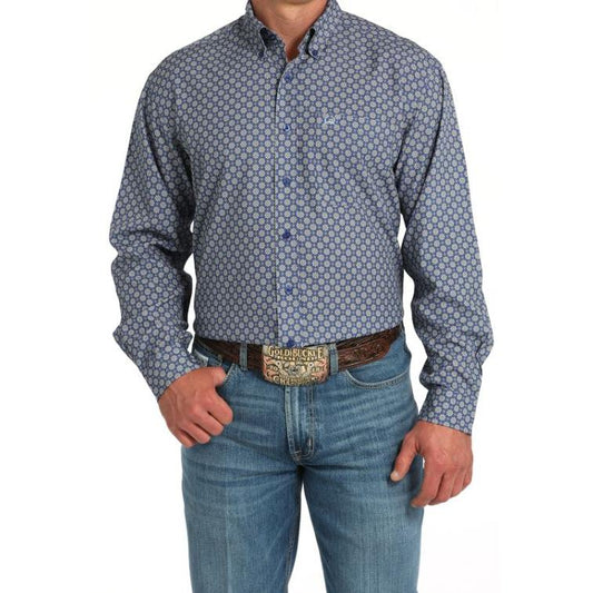 Cinch Men's Arenaflex Long Sleeve Print Shirt-Royal Blue
