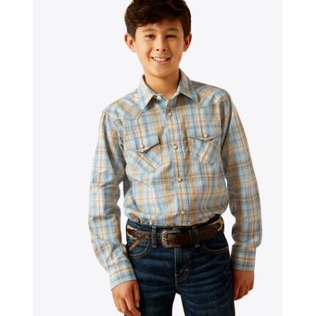 Ariat Boy's Howe Retro Fit Shirt- Light Blue