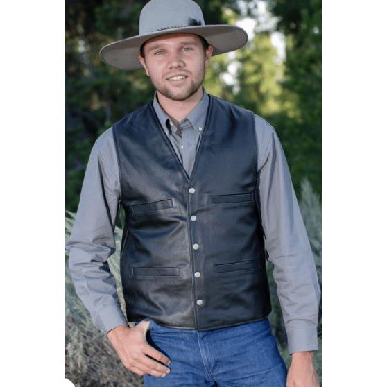 Wyoming Traders Leather Bighorn Vest-Black