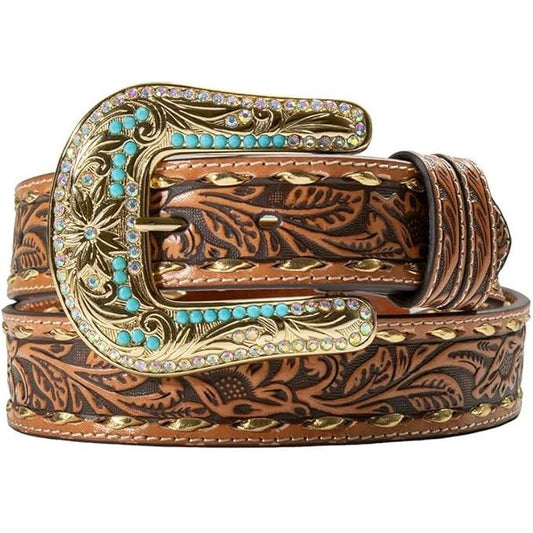 Angel Ranch Women's Double Loop Buck Lace Belt- Tan - Irvine Tack & Western Wear
