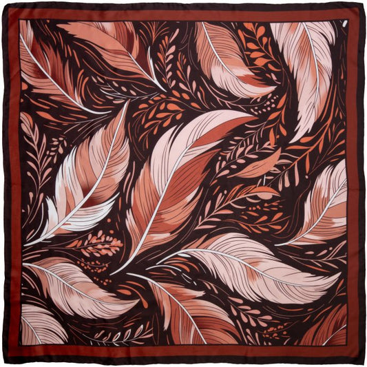 Wyoming Traders Frontier #12 Feathers Silk Scarf- Brown