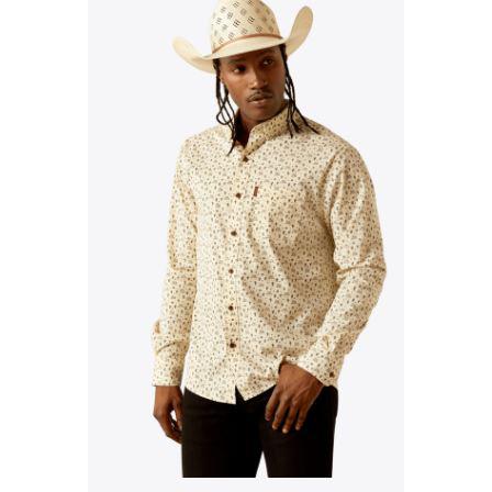 Ariat Men's Long Sleeve Milton Modern Fit Shirt- Off White