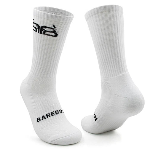 Baredown Brand Crew Socks- White