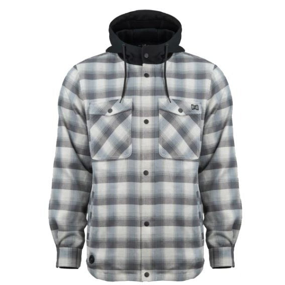 Fieldsheer Men's Flannel Hoodie Heated  Jacket- Cream/Grey - Irvine Tack & Western Wear