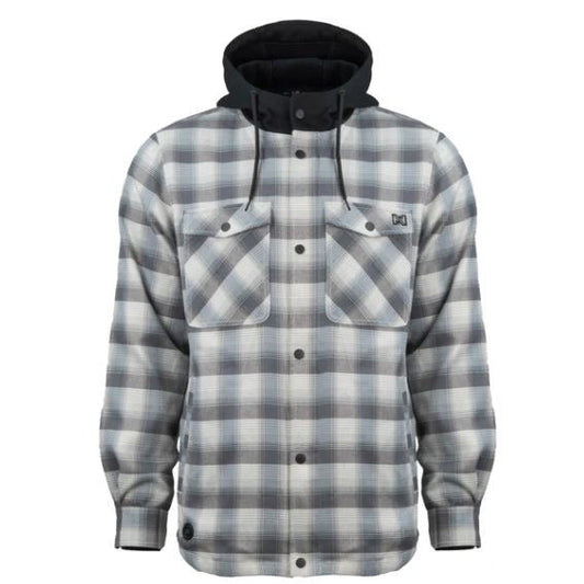 Fieldsheer Men's Flannel Hoodie Heated  Jacket- Cream/Grey - Irvine Tack & Western Wear