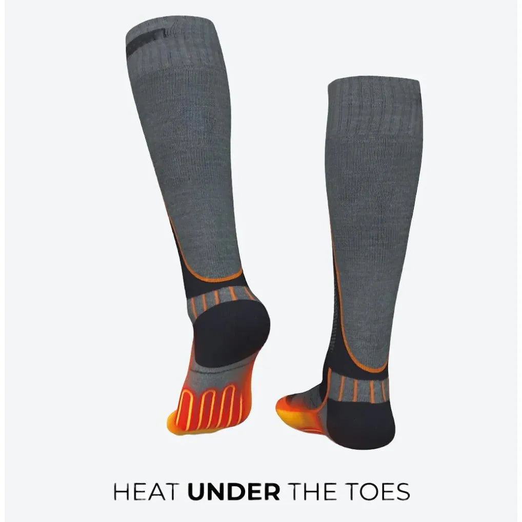FieldSheer Wool Crew Heated Socks- Dark Grey