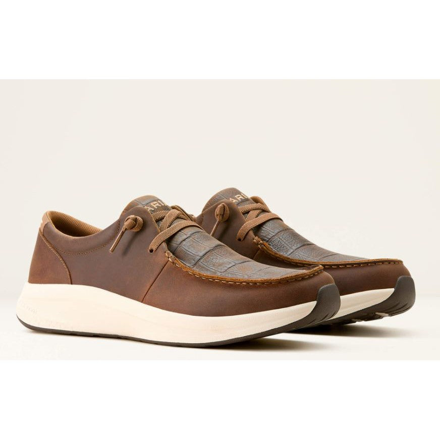 Ariat Men's Buckeye Crocodile Print Shoe - Distressed Brown