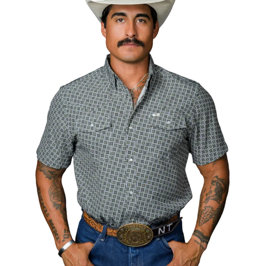 Ferrell Brand Men's The Colton Short Sleeve Shirt- Green - Irvine Tack & Western Wear