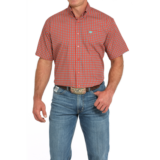 Cinch Men's Short Sleeve Print Shirt- Red