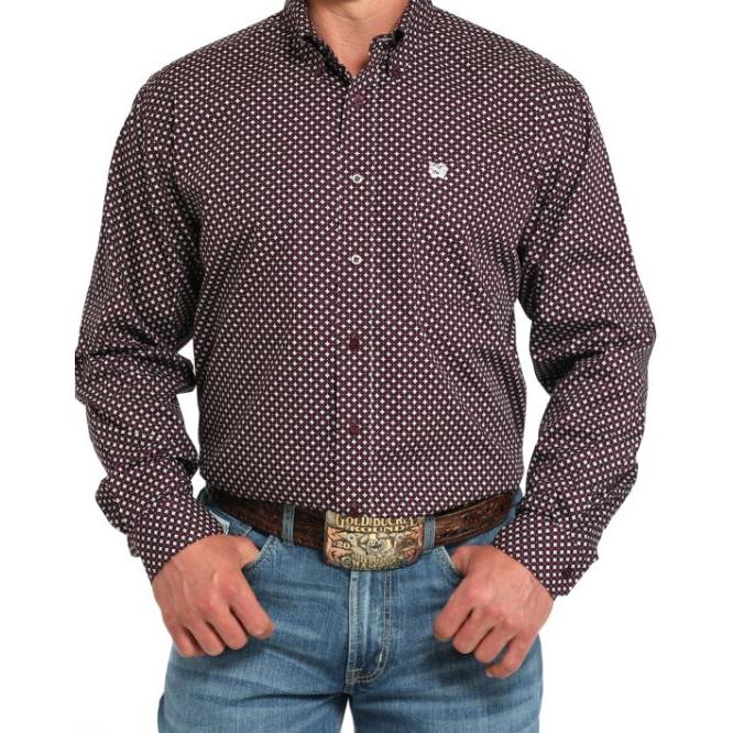 Cinch Men's Long Sleeve Print Shirt- Purple