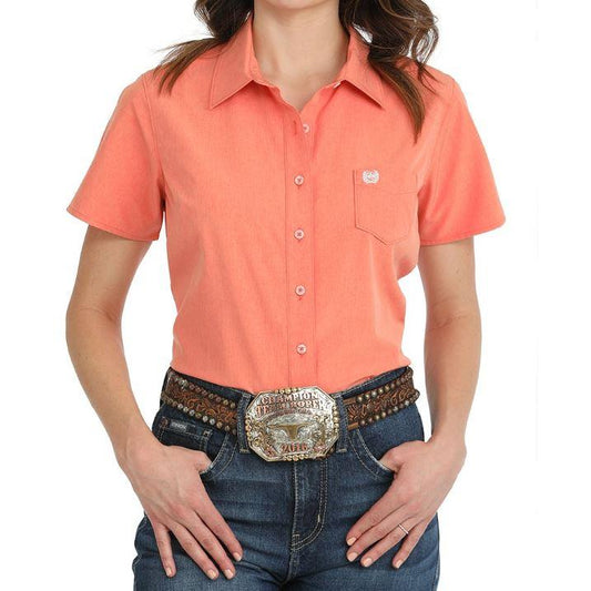 Cinch Women's Long Sleeve Arenaflex Shirt-Coral