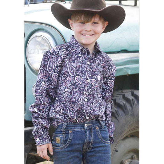 Cinch Boys Long Sleeve Paisley Western Shirt- Multi