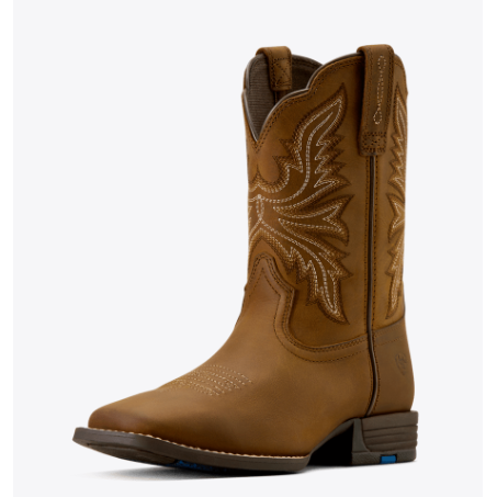 Ariat Youth Westwood Wide Square Toe Western Boot- Distressed Brown