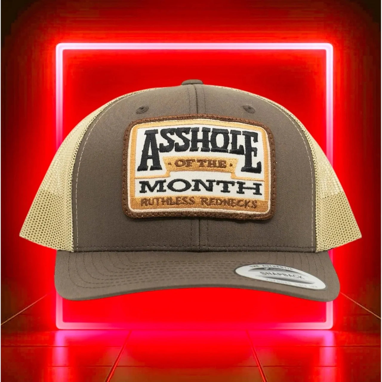 Ruthless Rednecks Asshole of the Month  Curved Brim Cap- Brown