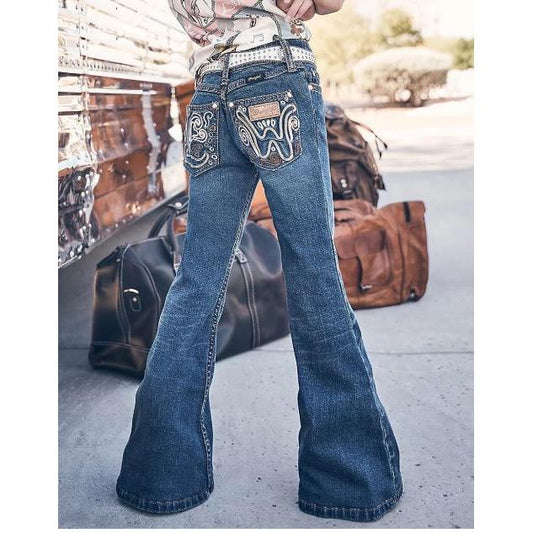 Wrangler Girl's Lainey Wilson Embroidered Bell Bottoms- Boho Wash