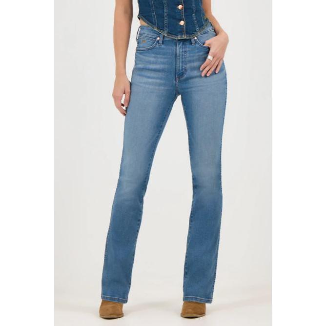 Wrangler Women's Lainey Wilson Boot Huggers Jeans- Wrangler Blue Wash