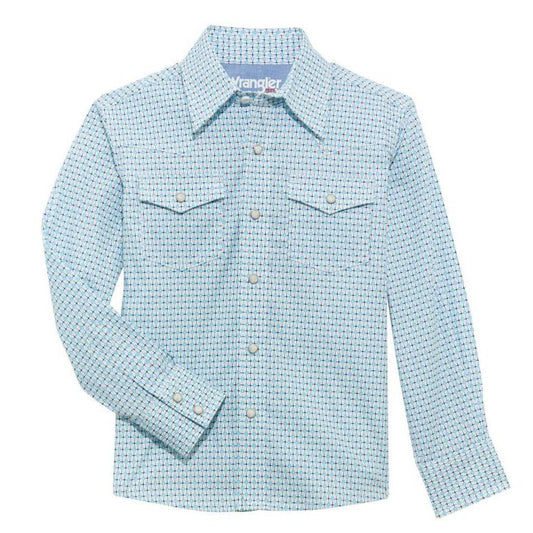 Wrangler Boy's20X Advanced Comfort Long Sleeve Shirt- Turquoise