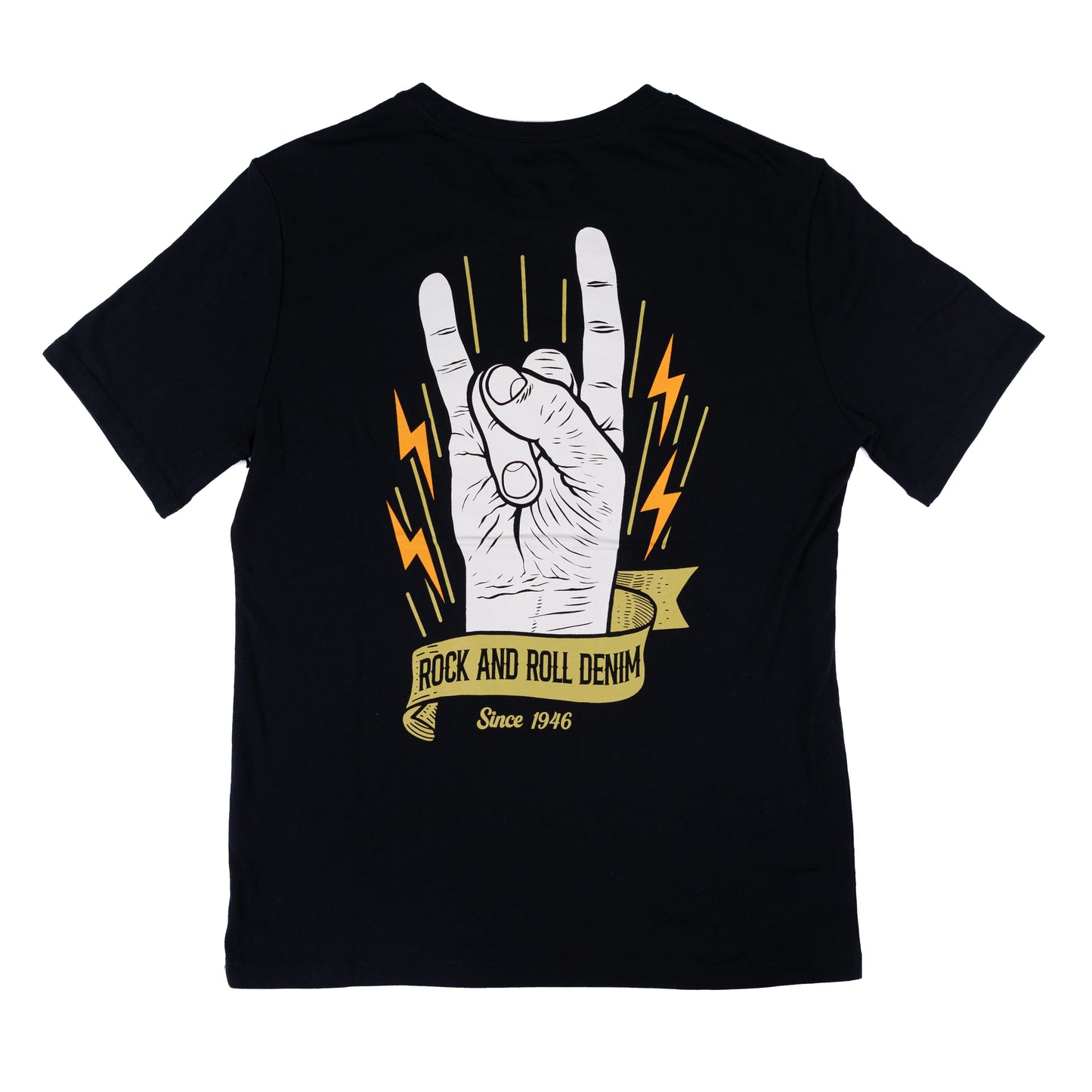 Rock & Roll Men's Short Sleeve Printed Tee Shirt - Black