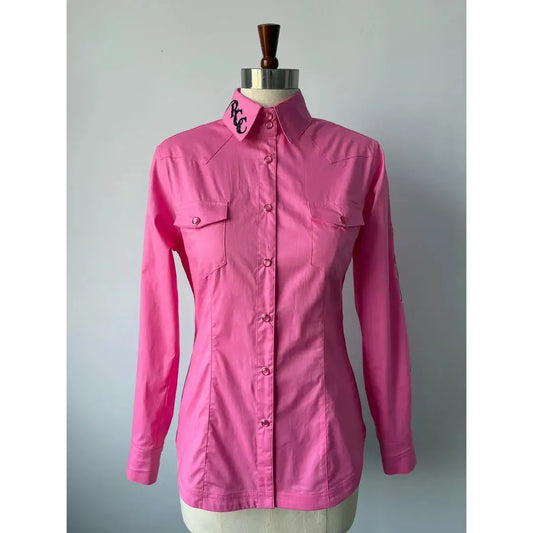 Rough Country Cowboys Ladies  Long Sleeve Snap Western Shirt-Pink