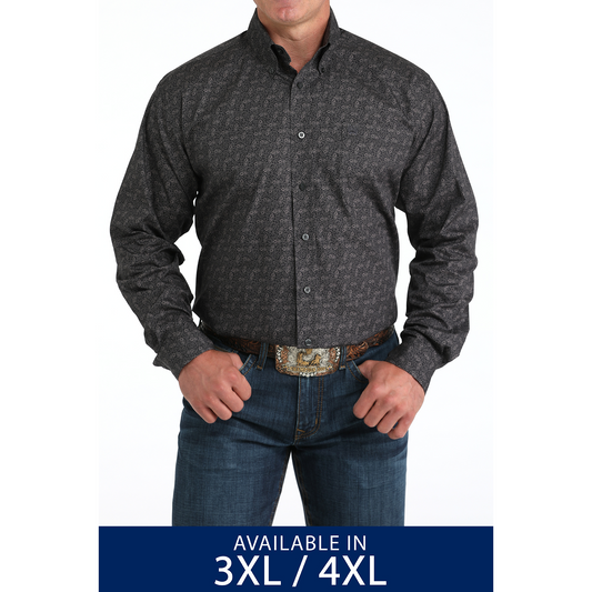 Cinch Men's Long Sleeve Shirt- Charcoal