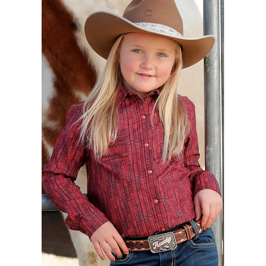 Cinch Girl's Long Sleeve Print Shirt - Pink