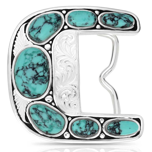 Montana Silversmiths Clear Blue Sky Turquoise Belt Buckle