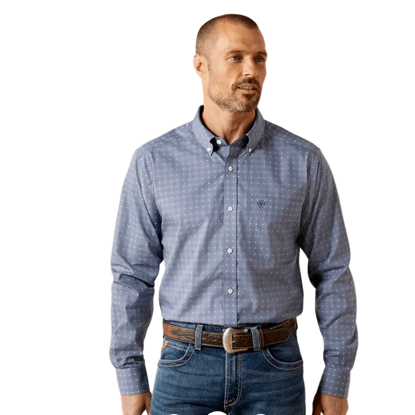 Ariat Men's Wrinkle Free Blaine Fitted Shirt - Grey - Irvine Tack & Western Wear