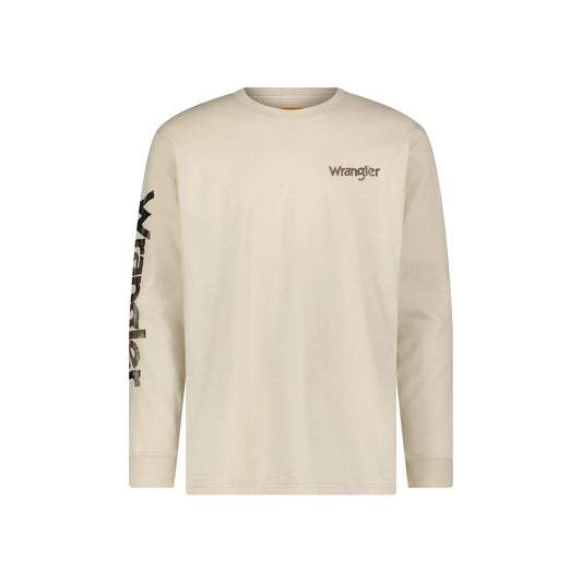 Wrangler Men's FR Flame Resistant Graphic Long Sleeve Tee Shirt- Sand