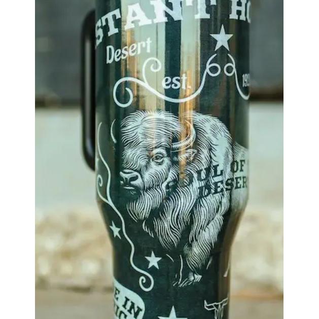 Tumblers with Handle  and Flip Straw- Black Buffalo
