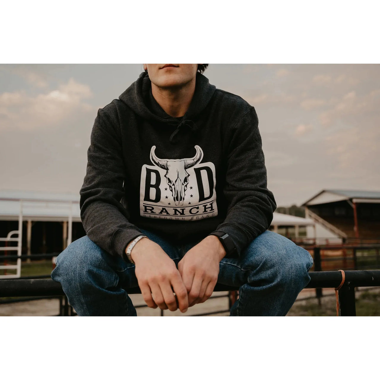 Baredown Brand Ranch Hoodie- Heather Black