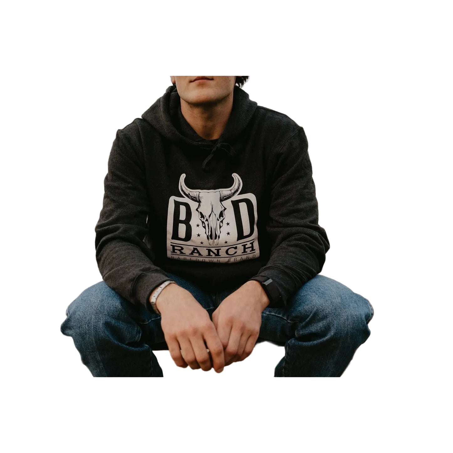 Baredown Brand Ranch Hoodie- Heather Black