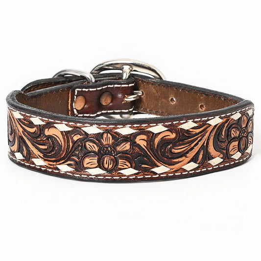 American Darling Western Hand Carved Leather Dog Collar