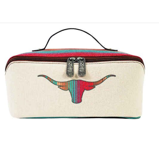 Justin Women's Cosmetic Case with Striped Longhorn