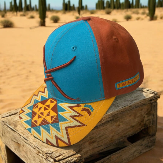 Twisted X Snapback Cap-Multi Aztec