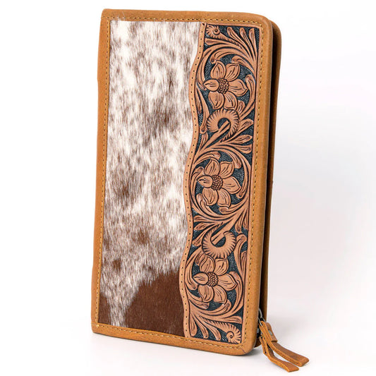 American Darling Hair On Cowhide & Tooled Leather Zip Jewelry Case
