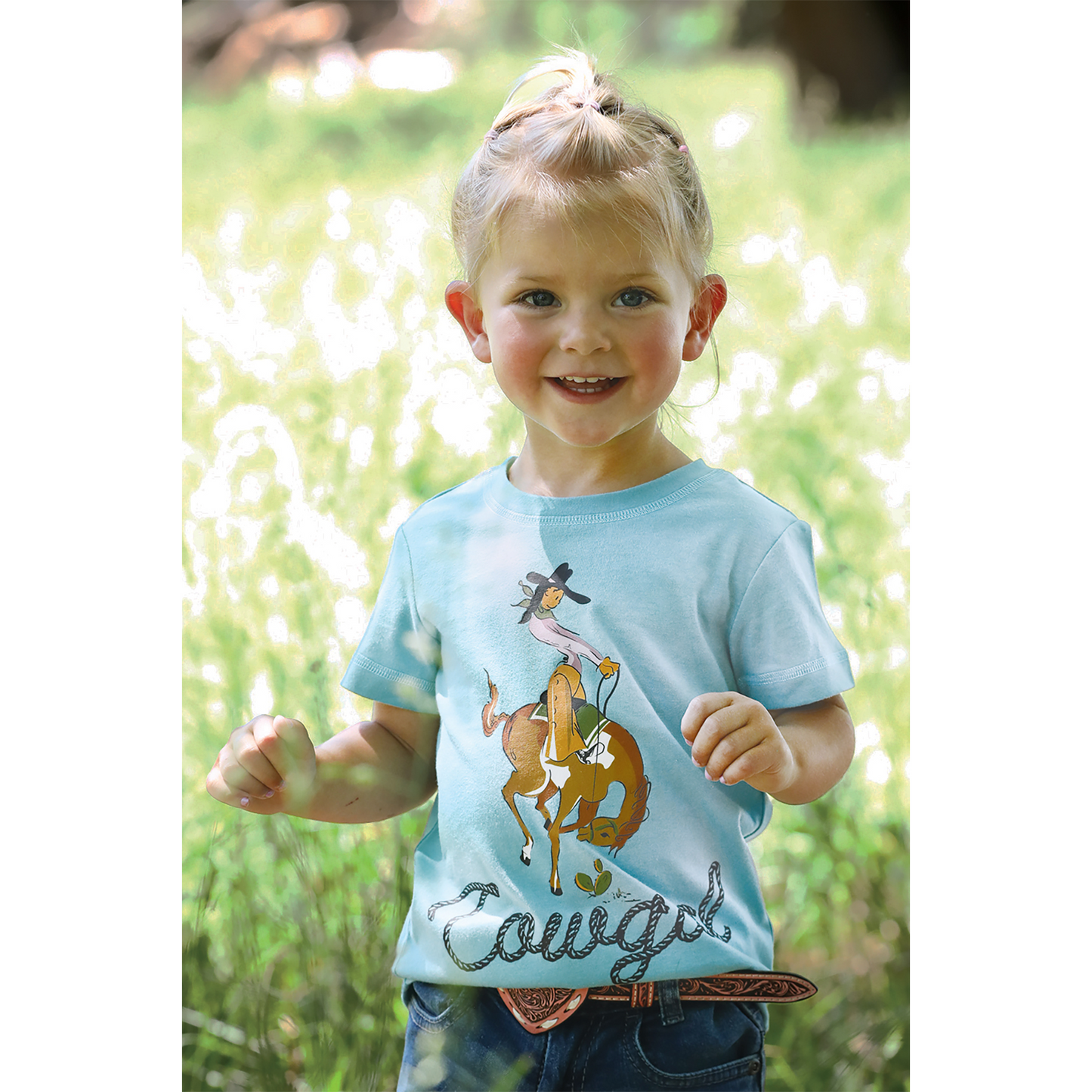 Cinch Girls Screenprint Short Sleeve Tee Shirt-Blue