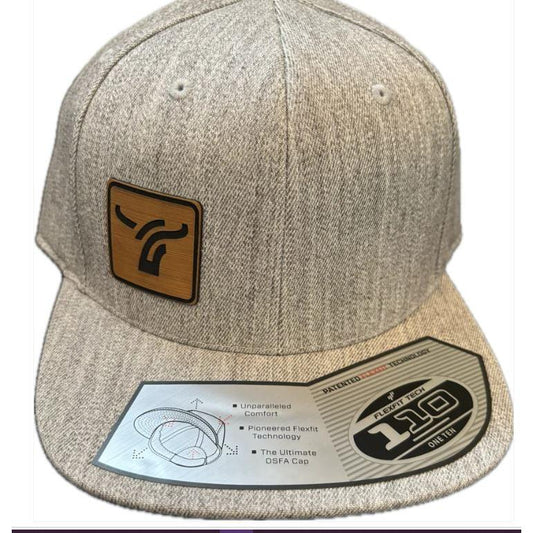 B8 Ranch Apparel 110 Flexfit Flatbrim with Leatherette Logo-Heather Grey