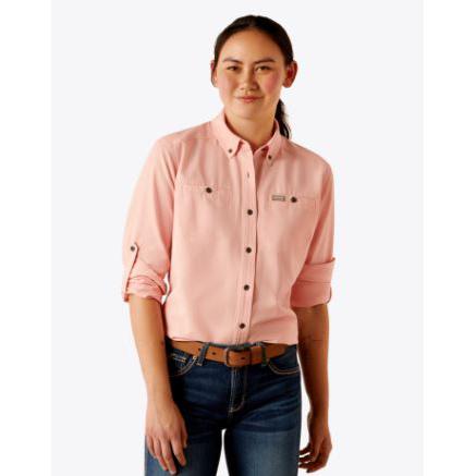 Ariat Women's Rebar Made Tough 360 Airflow Durastretch Work Shirt- Quartz Pink