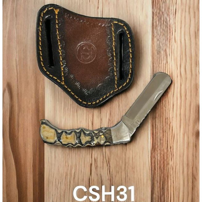 Circle SH Stainless Steel Knife w Pakka Wood Handle with Sheath