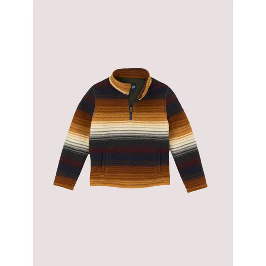 Wrangler Boy's Multi Stripe Long Sleeve 1/4 Zip Sherpa-Brown