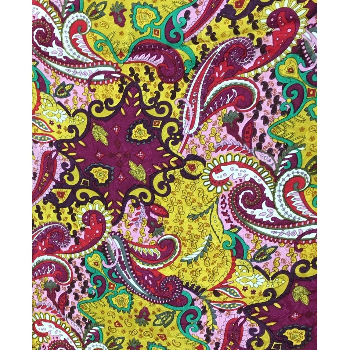Wyoming Traders Paisley Silk Scarf- Lemon Berry