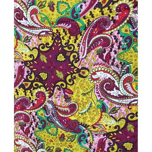 Wyoming Traders Paisley Silk Scarf- Lemon Berry
