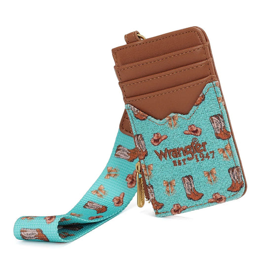 Wrangler Western Print RFID Blocking Wallet- Turquoise