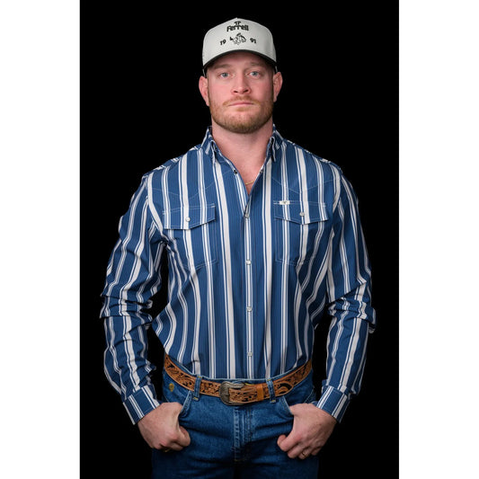 Ferrell Brand Men's The Atlas Long Sleeve Snap Shirt- Blue