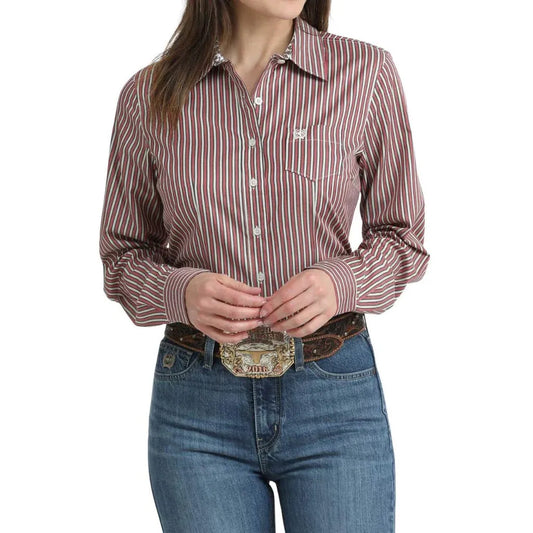 Cinch Women's Long Sleeve Print Shirt- Red