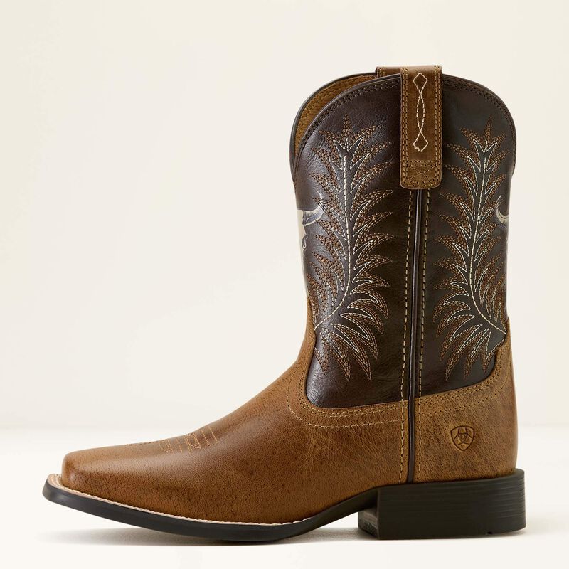 Ariat Youth Stampede Wide Square Toe Western Boot- Desert Brown