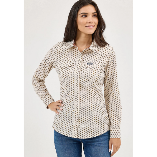 Wrangler Women's Long Sleeve All Occasion Snap Shirt-Mosaic