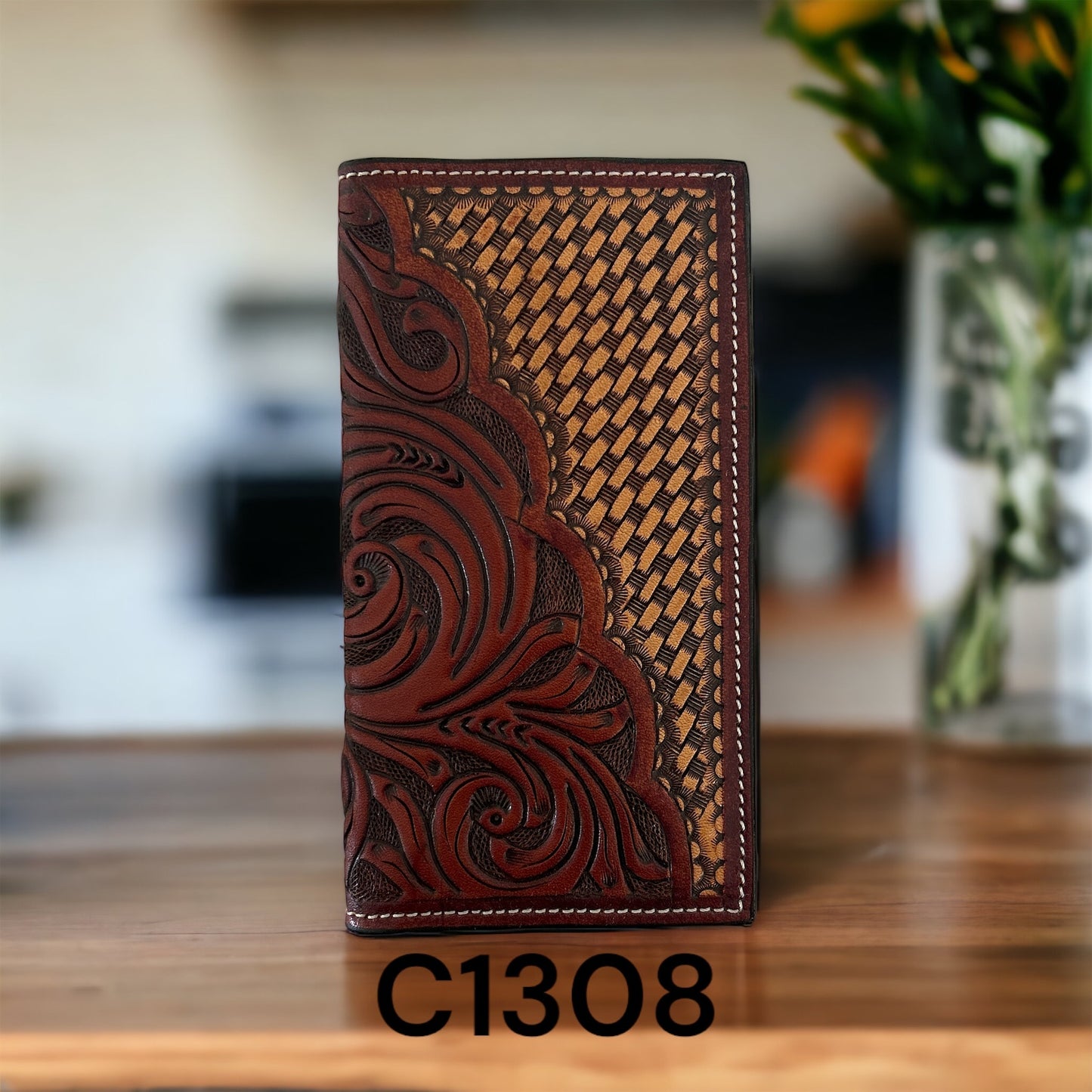 Ranger Belt Co. Rodeo Floral Vine Basket Weave 2 Tone Wallet