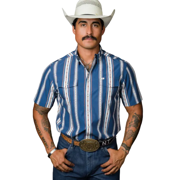 Ferrell Brand Men's The Hudson Short Sleeve Shirt- Blue - Irvine Tack & Western Wear
